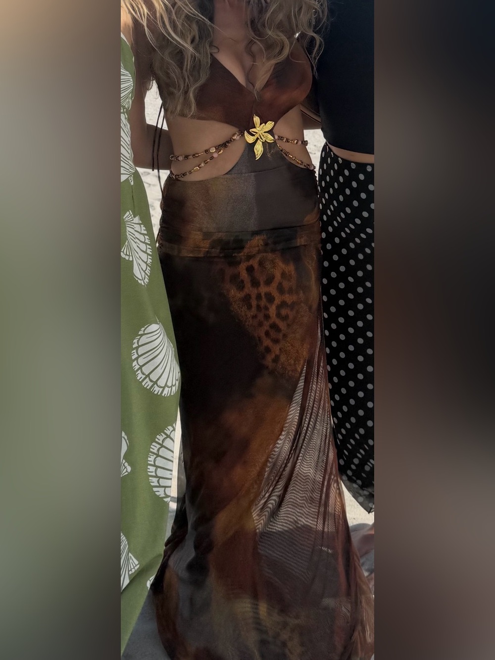 Jaded London Brown Leopard-Print Mesh Maxi Dress - Picture 2 of 4